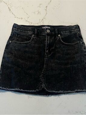 Express Black Washed Denim Mini Skirt